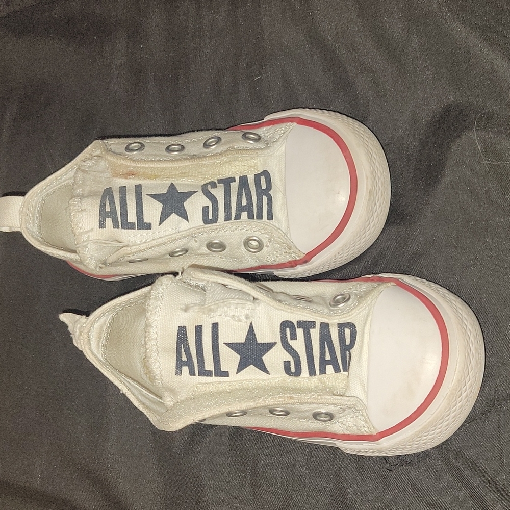 Converse Kids Shoes in White with Red Accents